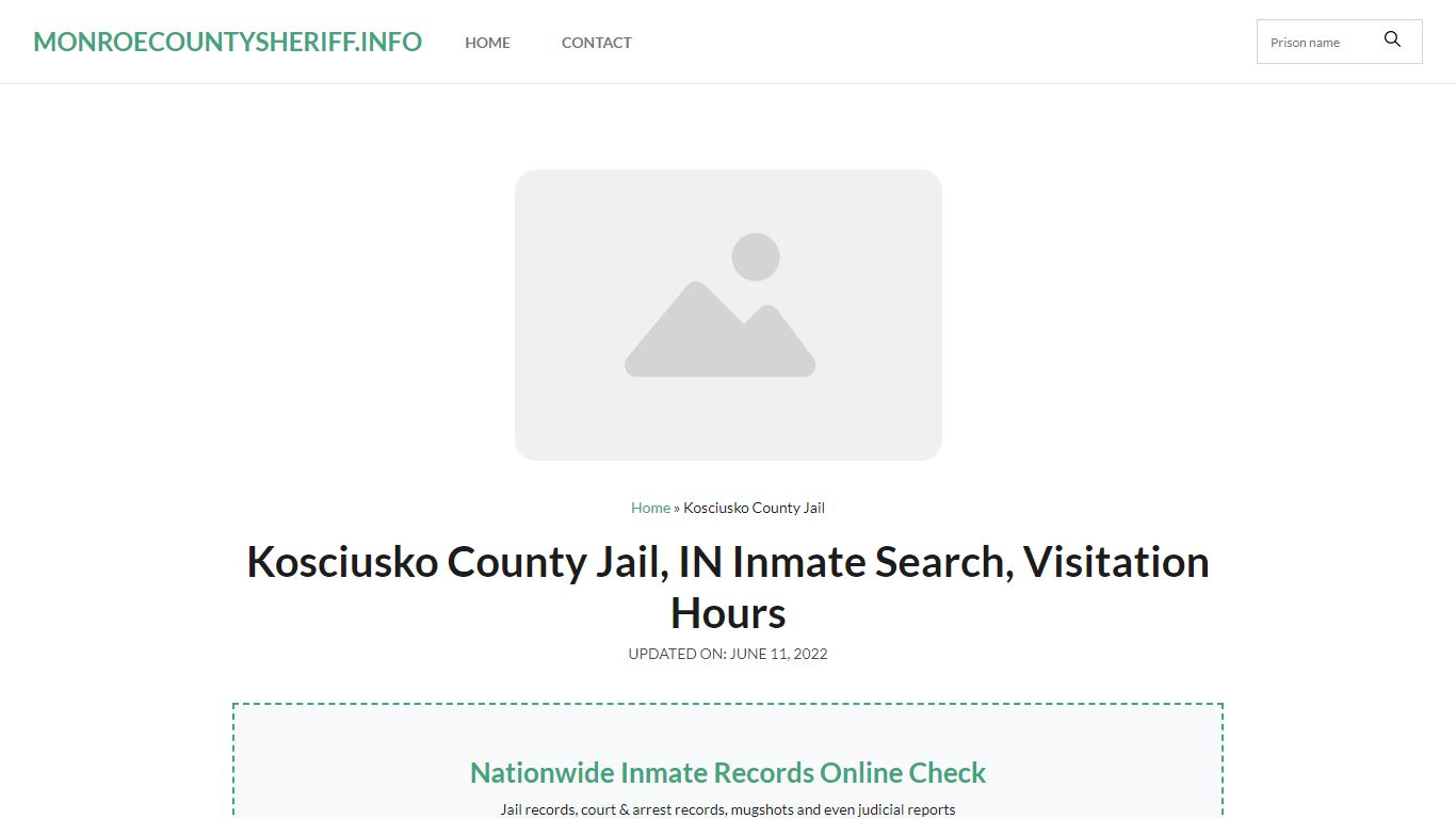 Kosciusko County Jail, IN Inmate Search, Visitation Hours