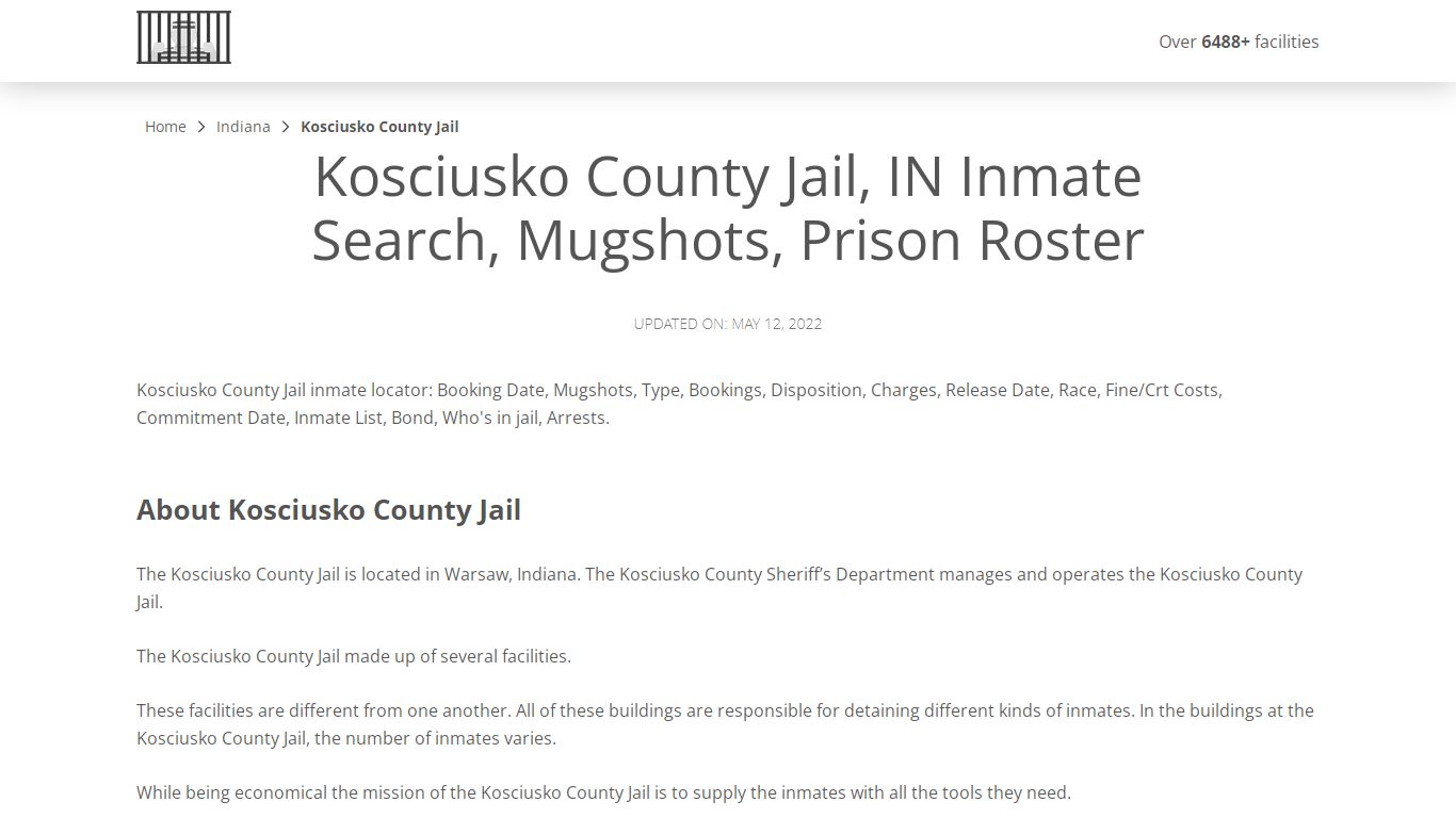 Kosciusko County Jail, IN Inmate Search, Mugshots, Prison ...